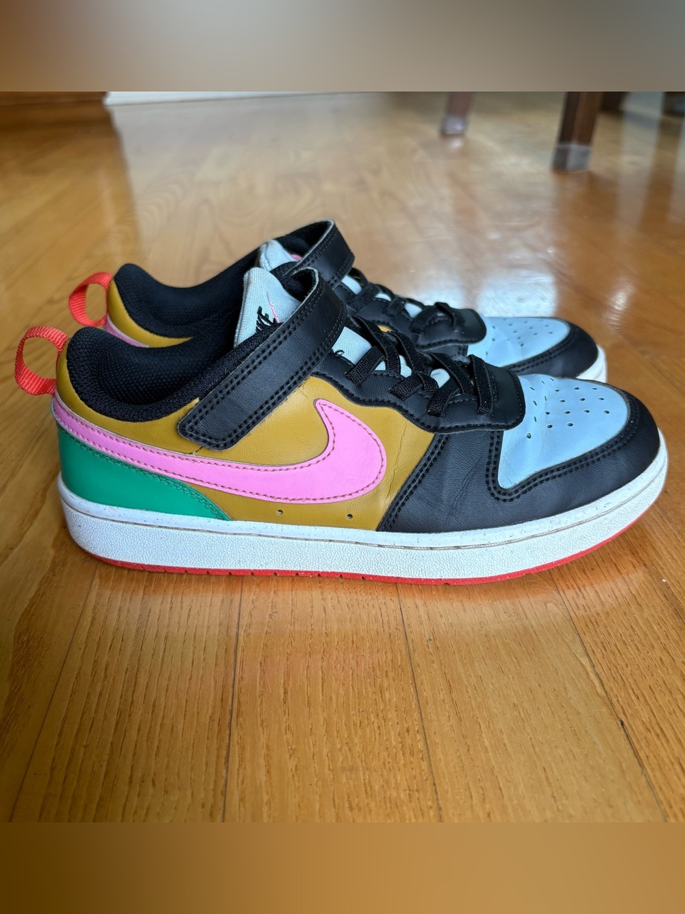 Nike Court Borough Low Sneakers Recraft GS Kids Black Pink Multicolor 3Y Youth